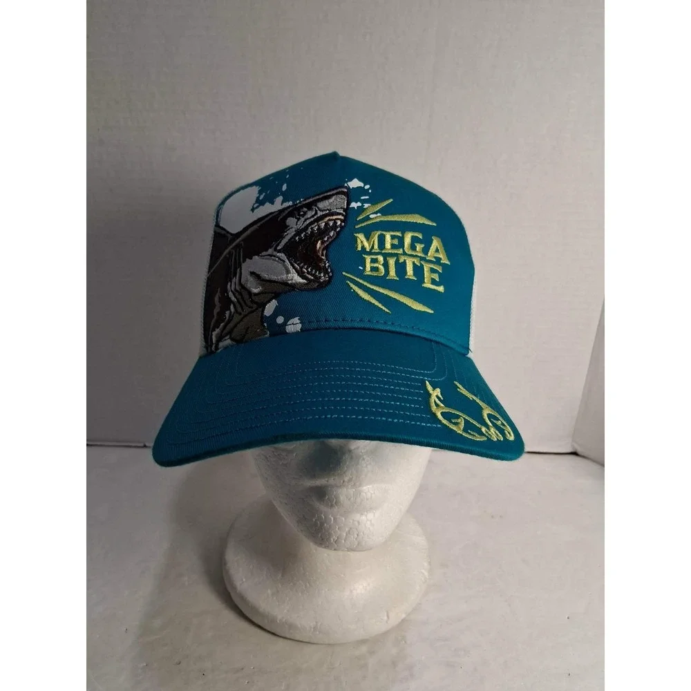 Realtree Fishing Youth‎ Trucker Hat Teal Mega Bite Shark Mesh Back Snapback